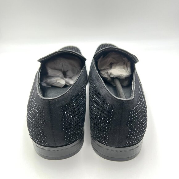 Stacy Adams Mens Size 10.5 Black Studded Slip‎ On Velvet Loafers Dress Shoes